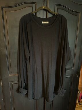 We The Free Black Crew Neck Long Sleeve T Shirt Dress Sz XL